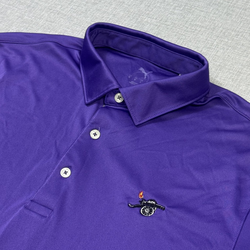 Puma The Cannon Club Golf Polo Shirt Mens Medium Purple Performance Short Sleeve